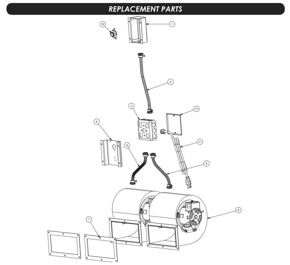 Replacement Parts 4 Diagram and Parts List for AF700  US Stove Company Heater